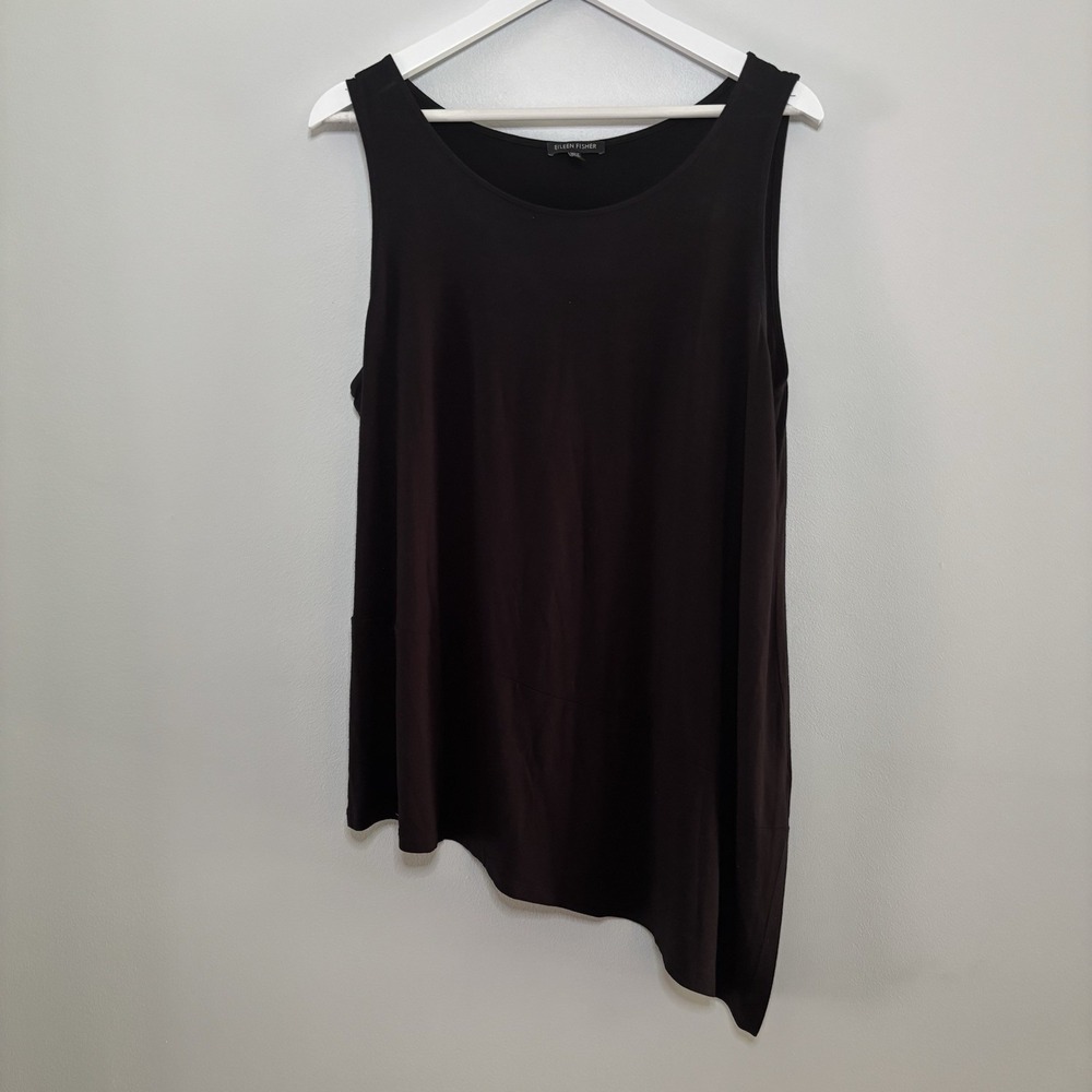 Eileen Fisher Asymmetrical Hem Tank Top Women's L Minimalist Quiet Luxury USA